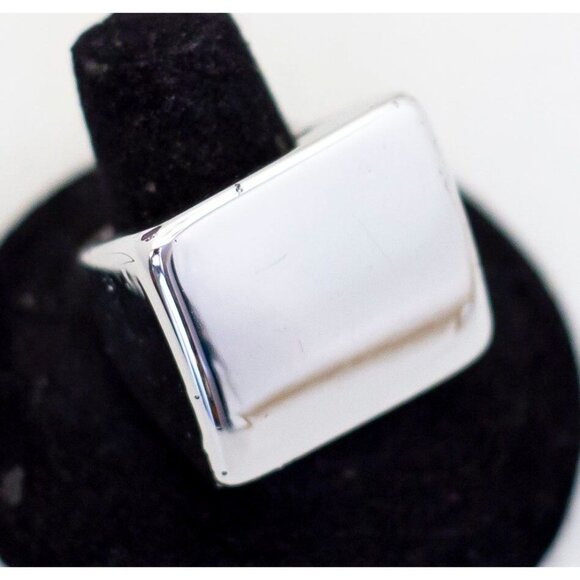 Size 8 1/2, Vintage Minimalist Silver Tone Square Ring - A23 - Picture 1 of 3